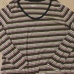 Ladies Plus Ava Viv Striped Long Sleeve Top 3X